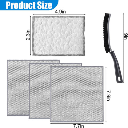 Cast Iron Scrubber Cleaner Kit, Metal Scrubber for Dishes, Skillet, Pots, Pan, Griddles, Reusable 3-Layer Non-Scratch Wire Dishcloth for Kitchen, Stove Top, Dishes and Sink