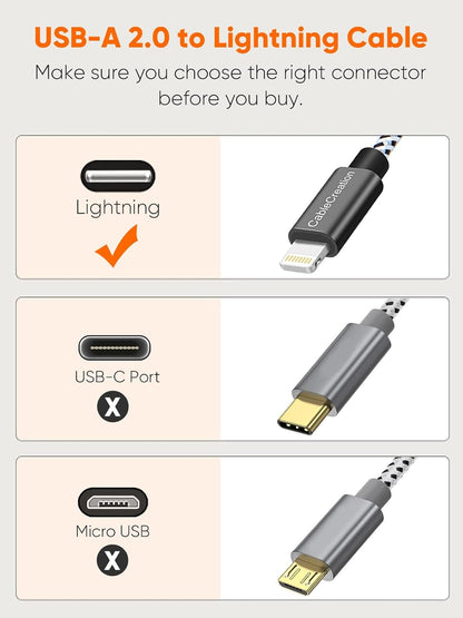 0.5 Feet Short Iphone Charger Cable, [Mfi Certified] Lightning to USB Data Sync Cord, Compatible with Iphone 14/14 Pro, Airpods Pro, Iphone 13/13 Pro/12, Ipad Pro, Air, 0.15M Black&White