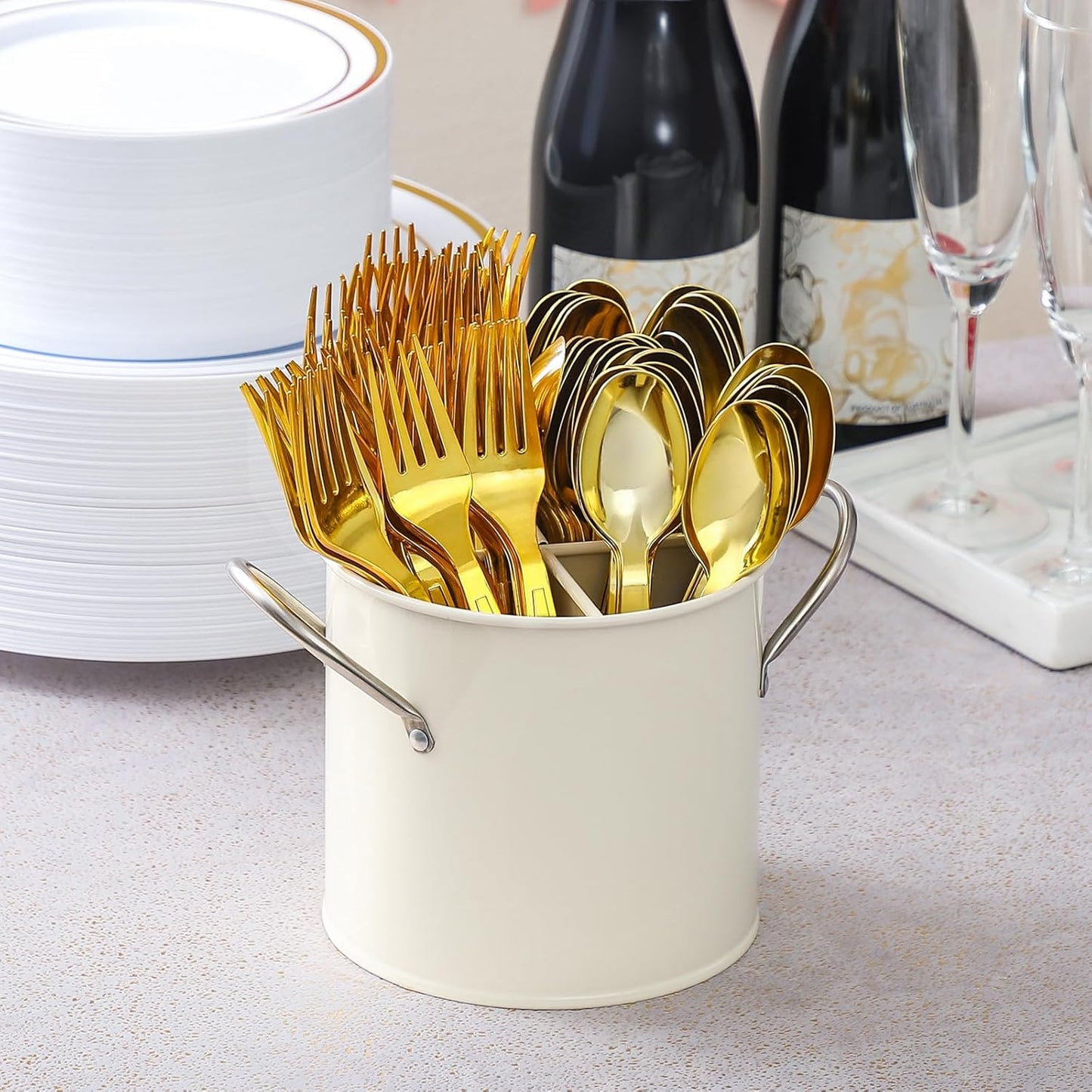 100 Gold Disposable Plastic Spoons, Heavy Weight Disposable Spoons Plastic Utensils for Parties, Weddings, Picnics, Big Event, Daily Use - BPA FREE