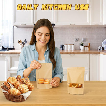 50 Pack Smell Proof Bag, Resealable Bags for Small Business, Stand up Pouches with Window, Small Sealable Packaging Bags for Snack, Coffee, Spice, Candy, Trail Mix, Wax, Mylar Bag 3.5