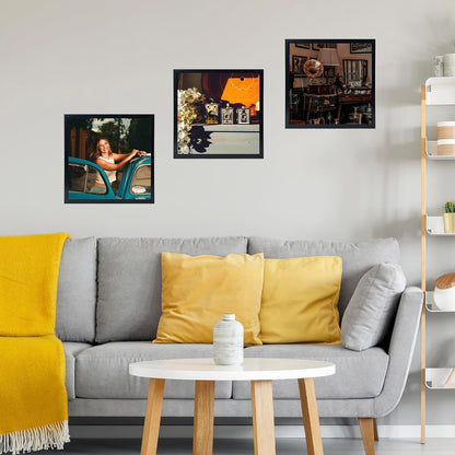 Wood Vinyl Record Frame for the Wall, Display 12.5X12.5 Album Cover and 12X12 LP Vinyl Record with Cover, Album Frames, Sturdy 12.5X12.5 Frame Black, 1 Pack