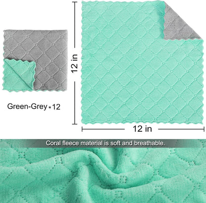 12 Pack Kitchen Cloth Dish Towels, 12X12 Inch Soft Premium Dishcloths, Absorbent Microfiber Cleaning Cloth for Cleaning Dishes, Kitchen, Bathroom, Car