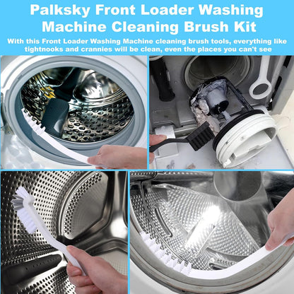 Washing Machine Cleaning Brush Set, Front Load Washer Machine Cleaner Accessories with 1PCS Drum Slot Cleaner Brushes and 5PCS Crevice Cleaning Brush for Washer Rubber Seal
