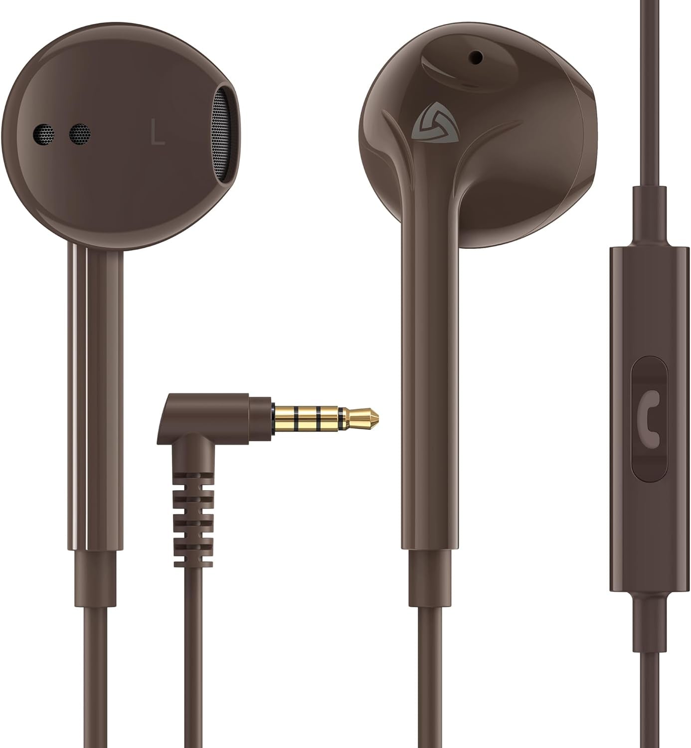 Zenith Wired Earbuds In-Ear Headphones, 2 Years Warranty, Earphones with Microphone, Corded for 3.5Mm Jack Ear Buds for Iphone, Samsung, Computer, Laptop, Kids, School Students, Woman - Brown