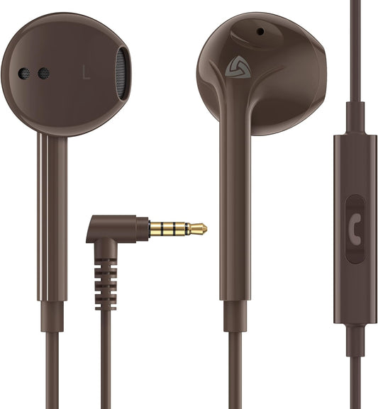Zenith Wired Earbuds In-Ear Headphones, 2 Years Warranty, Earphones with Microphone, Corded for 3.5Mm Jack Ear Buds for Iphone, Samsung, Computer, Laptop, Kids, School Students, Woman - Brown
