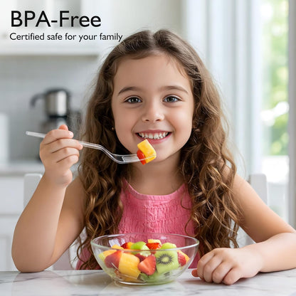 [100 Count] Clear Plastic Forks Heavy Duty, Premium Disposable Forks, Durable Plastic Cutlery for Parties, Picnics, Big Event, Daily Use - Heat Resistant & BPA Free