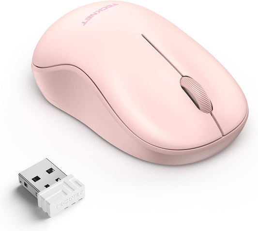 Wireless Mouse for Laptop, 2.4G Silent Computer Mouse Quiet Click with 5 DPI Levels,Contoured Grip,Small Portable 30 Months Battery Cordless Mice for PC, Chromebook, Mac - Pink