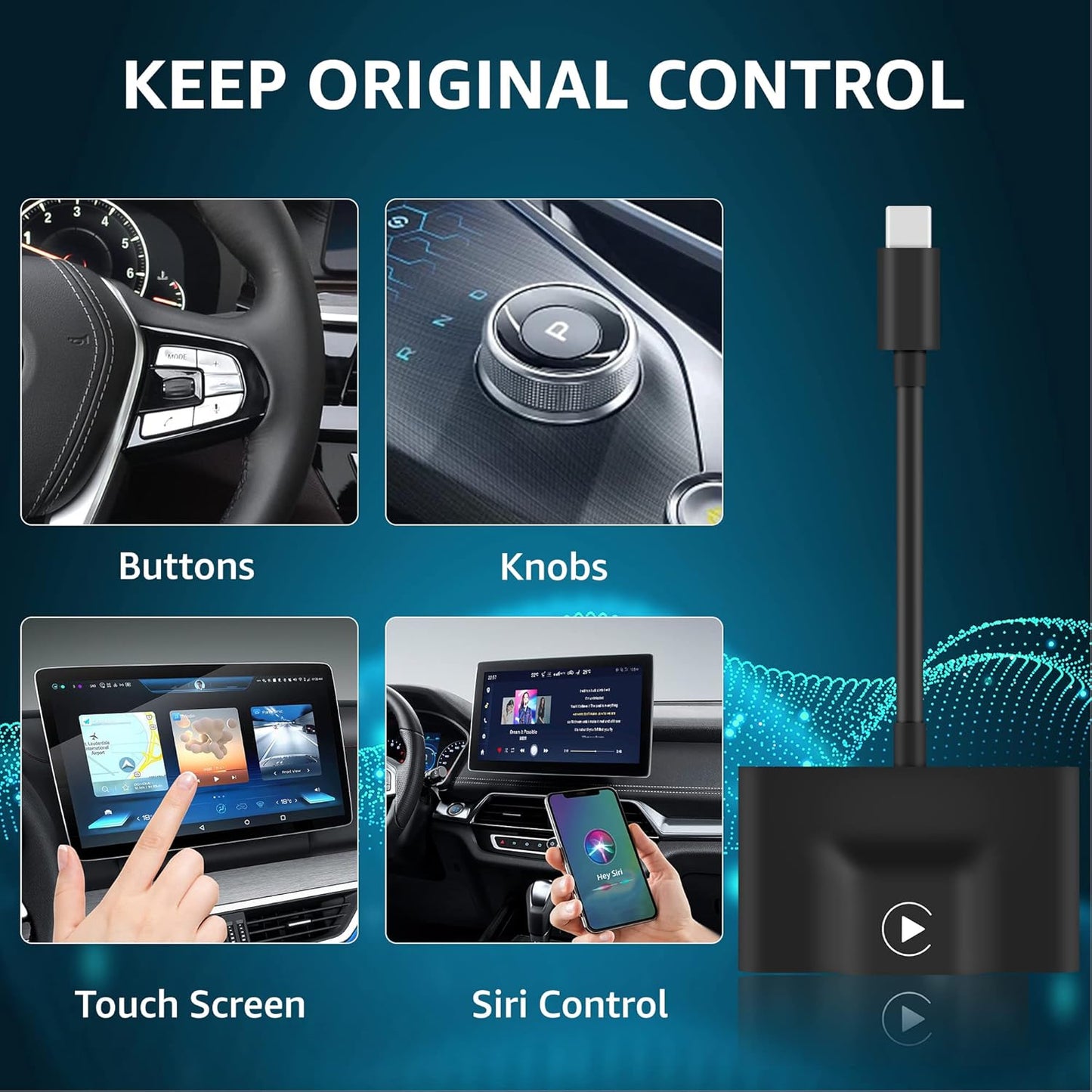 Wireless Carplay Adapter, 2023 Upgrade, Widely Compatible, Fast Auto Connect, Compact Design, Lifetime Tech Support, for Iphone Ios 10+ & Oem-Wired Cars
