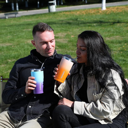 Yellow Stainless Steel Tumbler with Lid and Straw 20 Oz Insulated Tumblers Thermal Cup for Hot and Cold Drinks