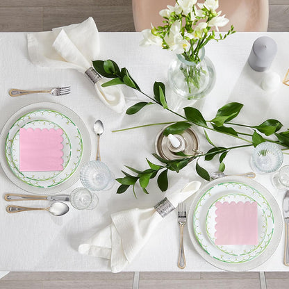 100 Pcs 2-Ply Pink Scalloped Sage Cocktail Napkins Thick Paper Napkins Disposable Party Napkins Beverage Napkins for Birthday, Wedding,Anniversary Party, Baby Shower 5 X 5 Inches (Light Pink)