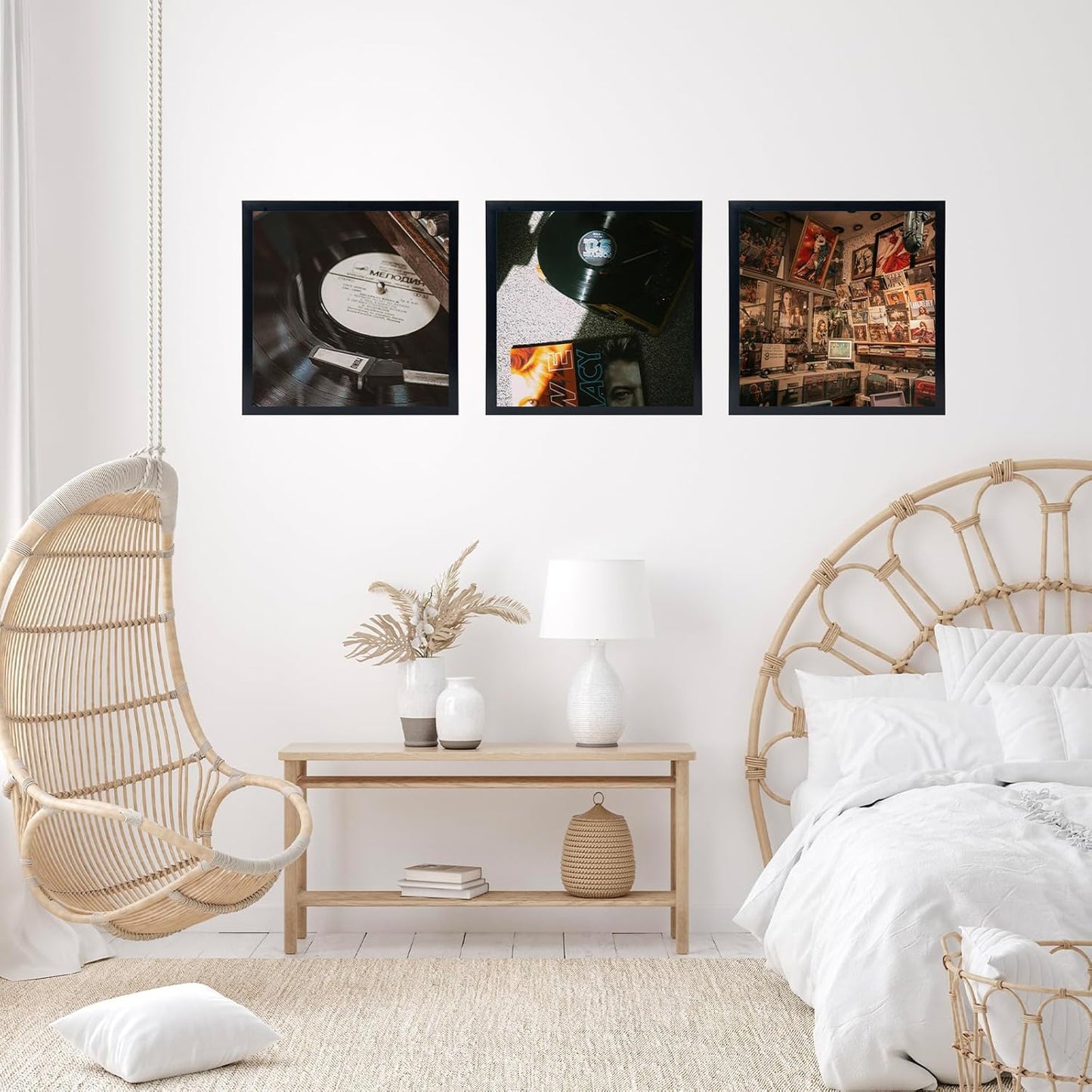 Wood Vinyl Record Frame for the Wall, Display 12.5X12.5 Album Cover and 12X12 LP Vinyl Record with Cover, Album Frames, Sturdy 12.5X12.5 Frame Black, 1 Pack