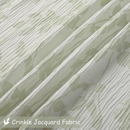 Yellow Green Stall Shower Curtain, Floral Crinkled Soft Fabric Shower Curtain for Bathroom, Modern Farmhouse Textured Cute Boho Bath Decor, Machine Washable, 36Wx72L Inches