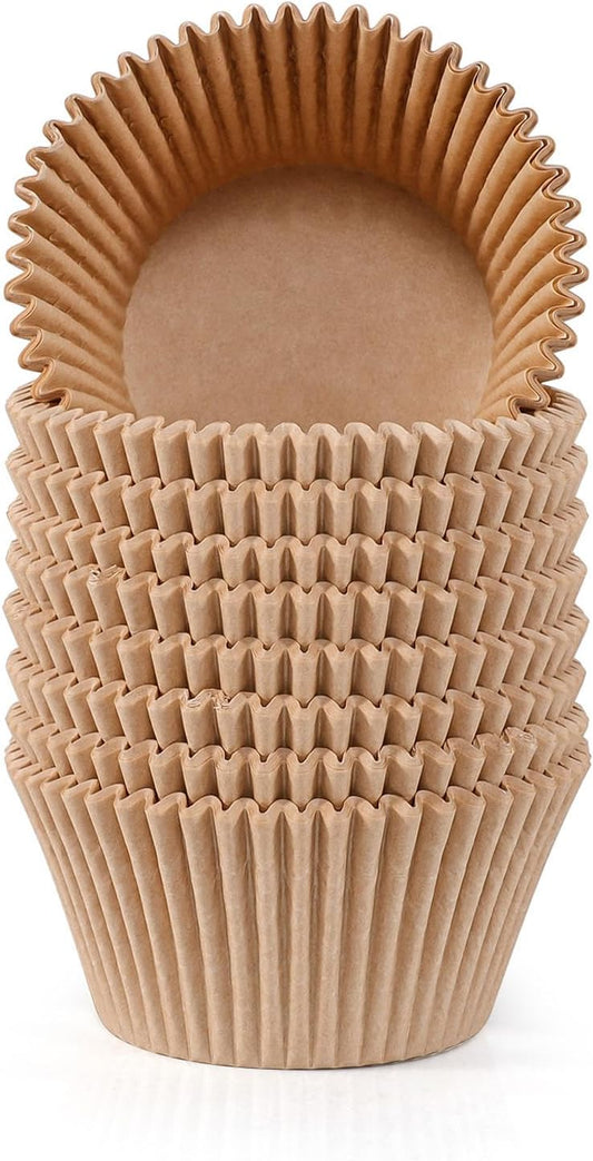 (150Pcs) Jumbo Cupcake Liners, Non-Stick Baking Cups, Food-Grade Greaseproof Cupcake Wrapper for Christmas, Party, Birthday(Natural)