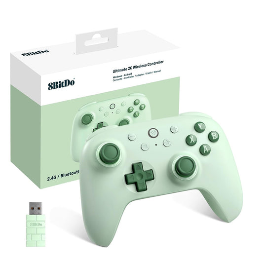 Ultimate 2C Wireless Controller for Windows PC and Android, Gamepad with 1000Hz Polling Rate, Remappable L4/R4 Bumpers, Rumble Vibration and Turbo Function(Green)