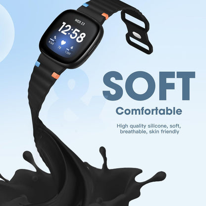 Compatible with Fitbit Versa 4 Bands for Woman/Versa 3 Band, Compatible with Fitbit Sense 2 Bands/Sense Band, Soft Silicone Waterproof Breathable Replacement Sport Strap Accessories for Men