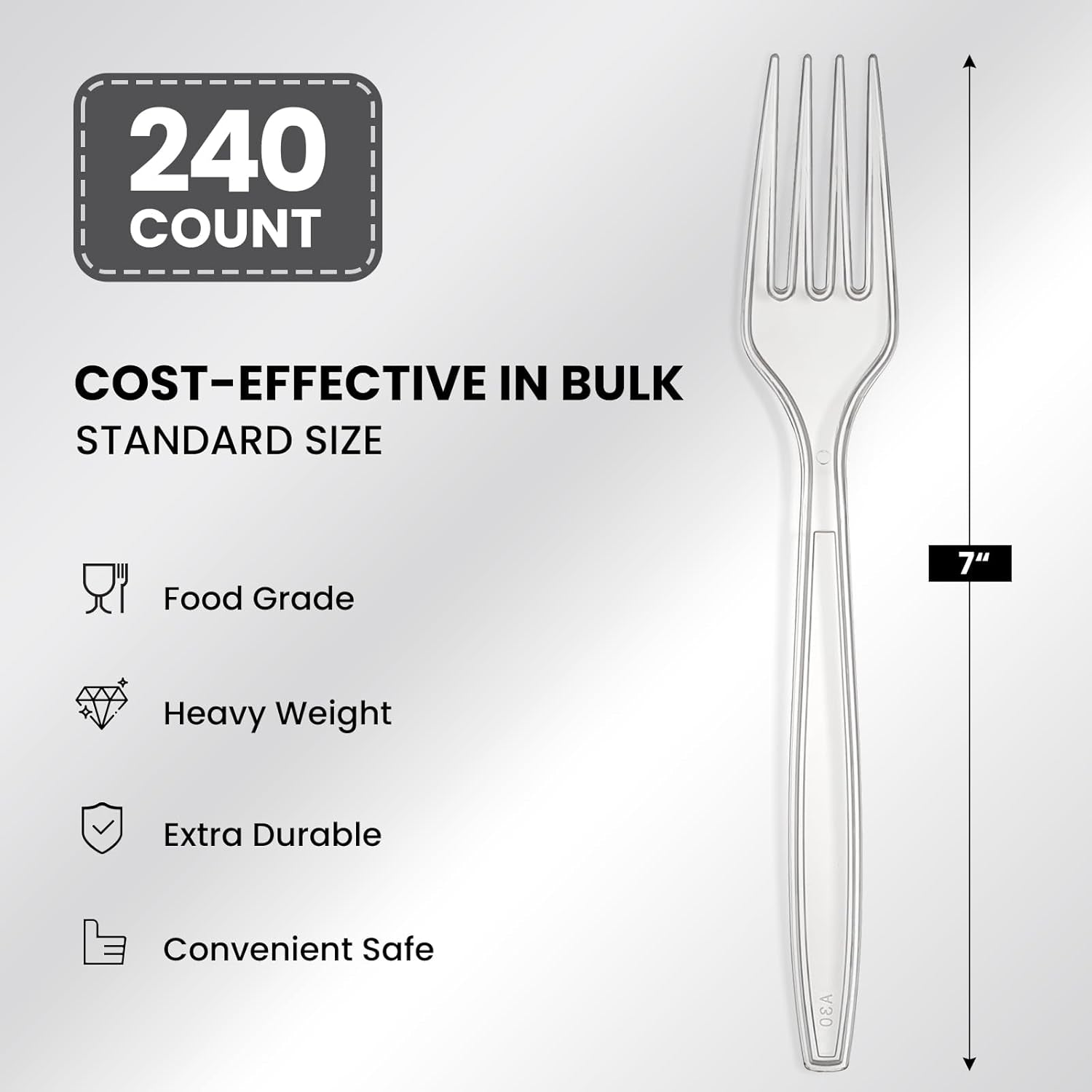 240 Count Extra Heavy Duty Clear Plastic Forks, Solid and Durable Premium Disposable Forks - Bpa-Free & Heat Resistant Plastic Cutlery Utensils for Parties, Events and Everyday Use
