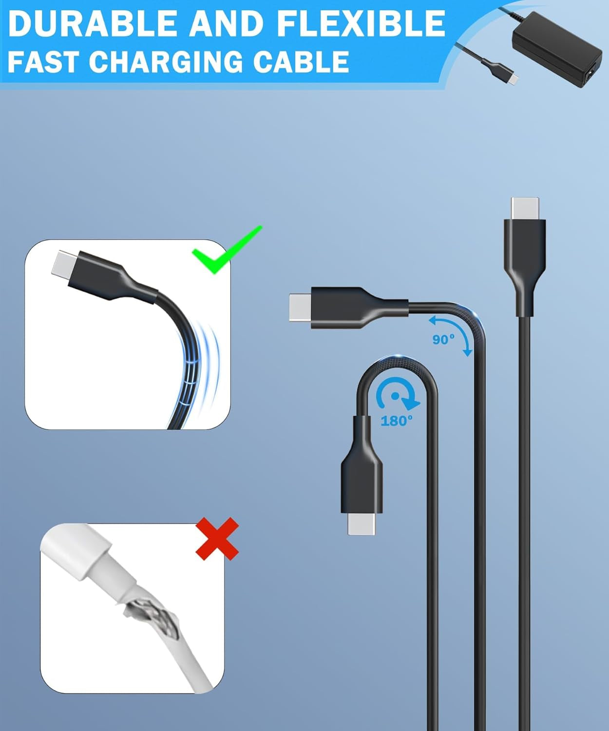 Charger for HP Laptop Chromebook Charger 45W USB Type C Fast Power Adapter
