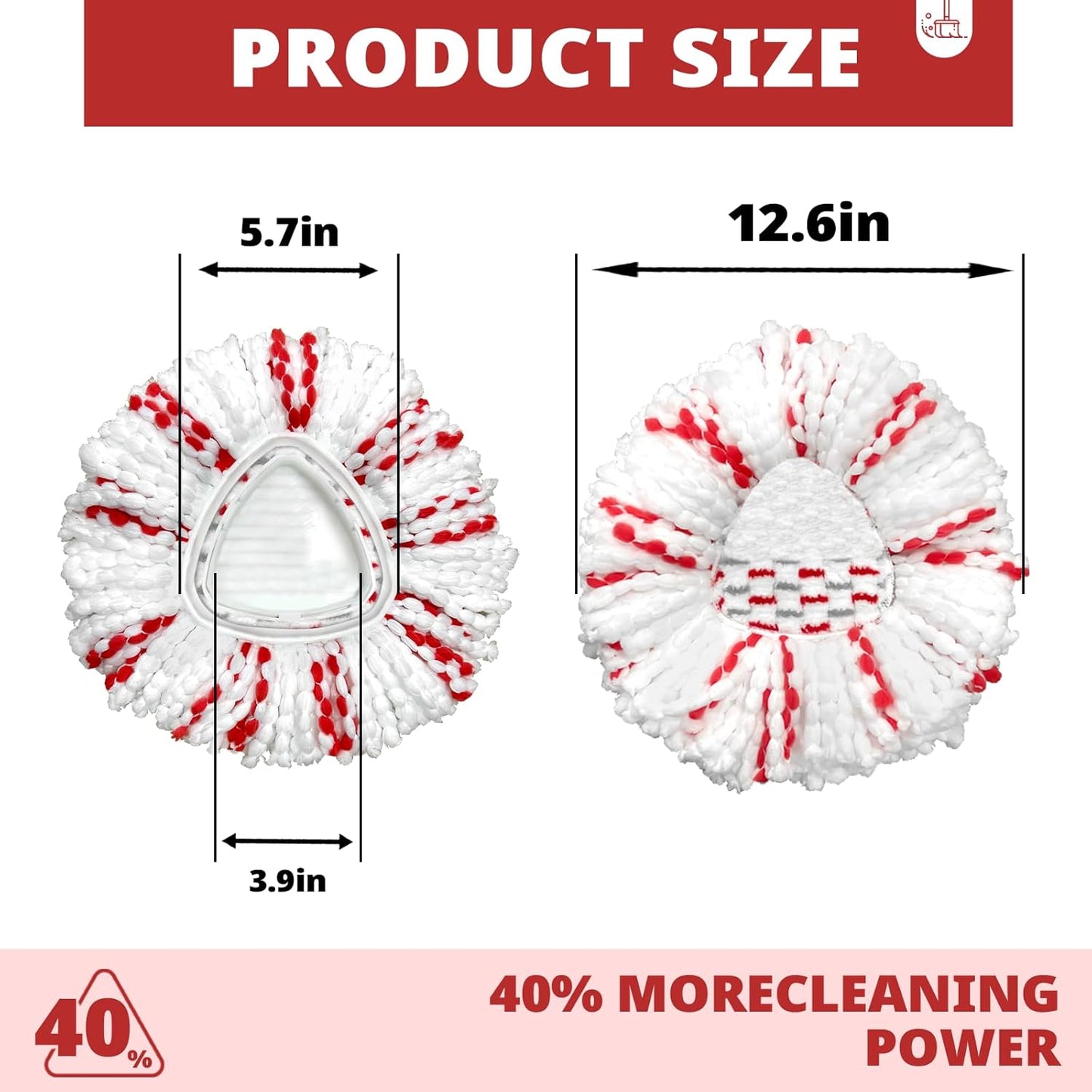 [2026 New Version] Mop Head Replacement - 40% More Cleaning Power，3 Pack Spin Mop Replacement Head for Easy Wring 1-Tank System, Easy Cleaning, Microfiber and Machine Washable