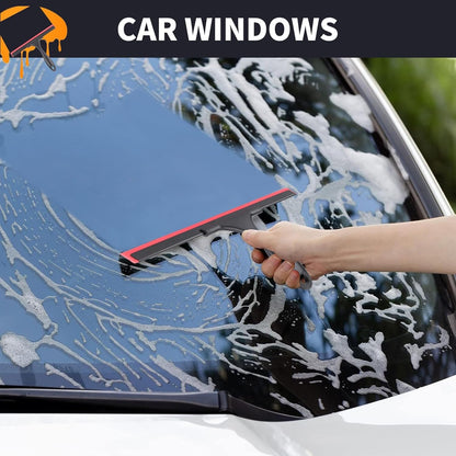 Shower Squeegee for Glass Doors Stainless Steel Squeegee for Shower Glass Door All-Purpose Window Squeegee for Tile Shower Walls, Sink, Mirror, Bathroom, Car Window Cleaning 10 Inches