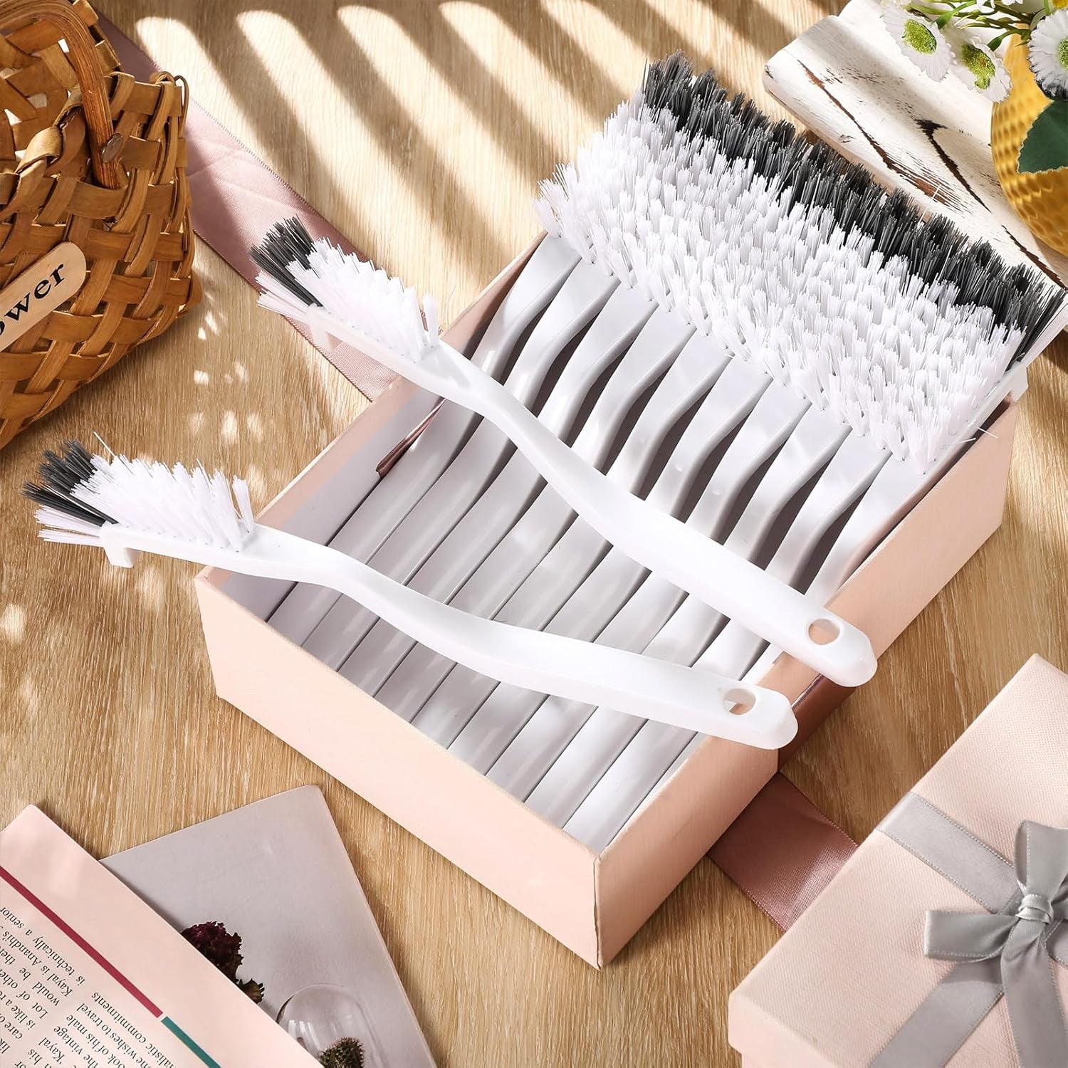 12 Pcs Kitchen Scrub Brush Bulk Sink Bathroom Edge Corner Cleaning Brush Right Angle Mini for Grout Household Dishwasher Tile Lines Window Track Deep Cleaning with Stiff Bristles
