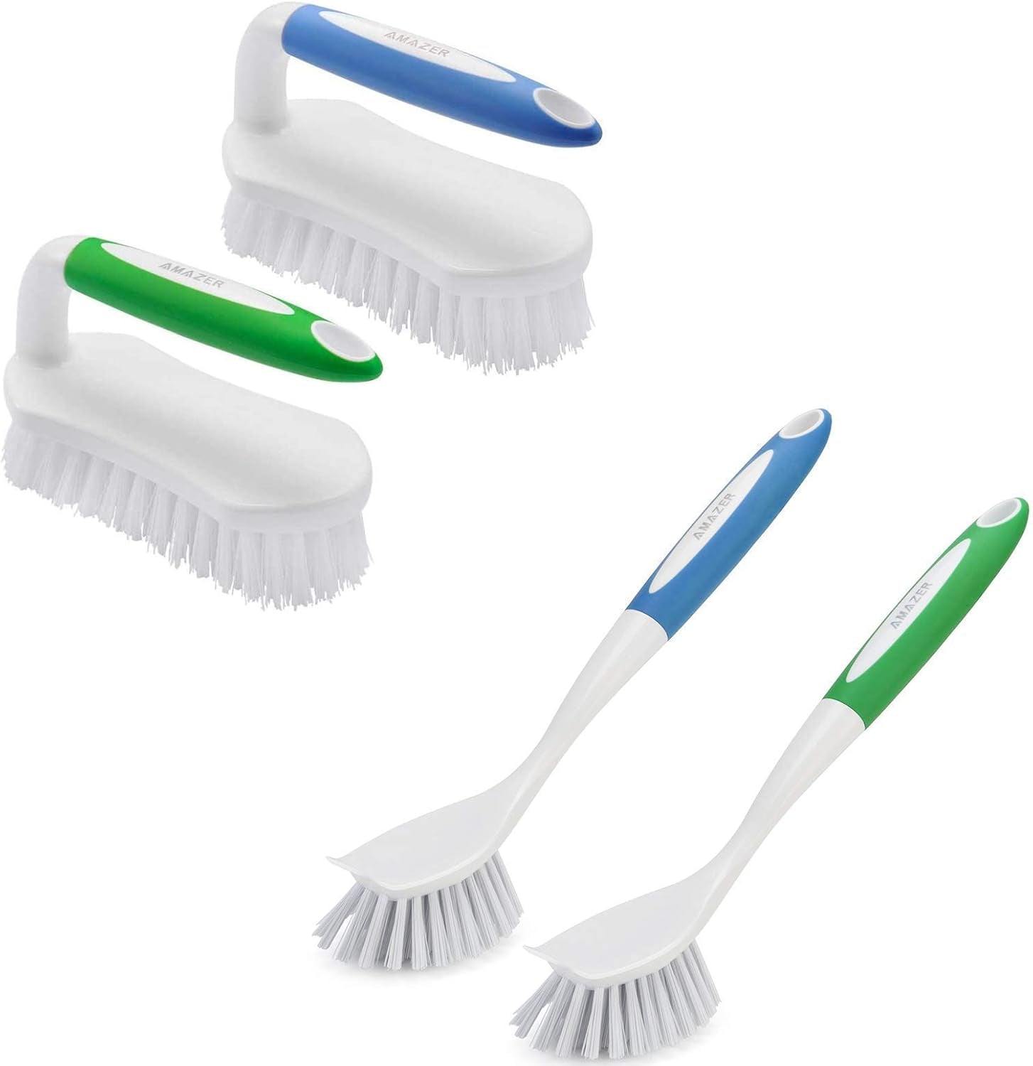 Set of Scrub Brush and Dish Brush with Comfort Grip Handle for Bathroom Kitchen Carpet