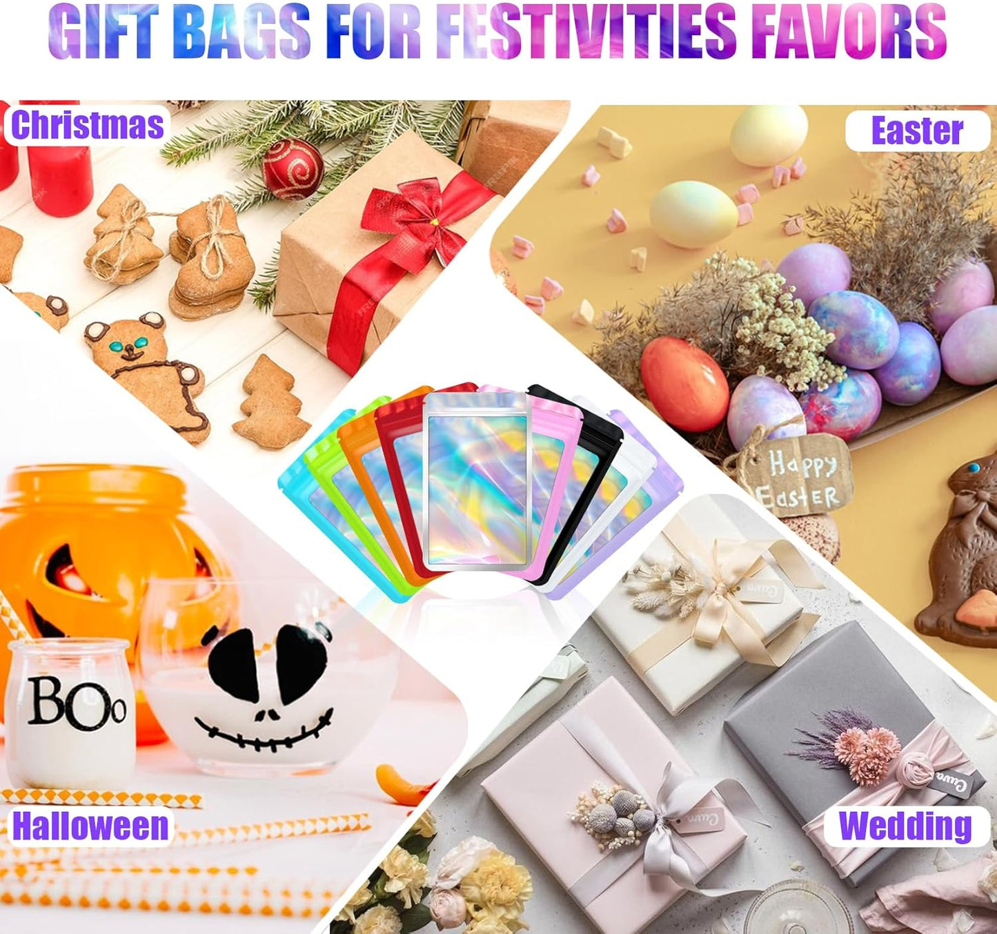 100 Pcs Holographic Mylar Bags, Resealable Packaging Bags for Small Business, Freshie Supplies, Candy Sample Jewelry Product Bag, Foil Pouch for Party Favor, Mothers Day Gifts (3×3 Inch, Pink)