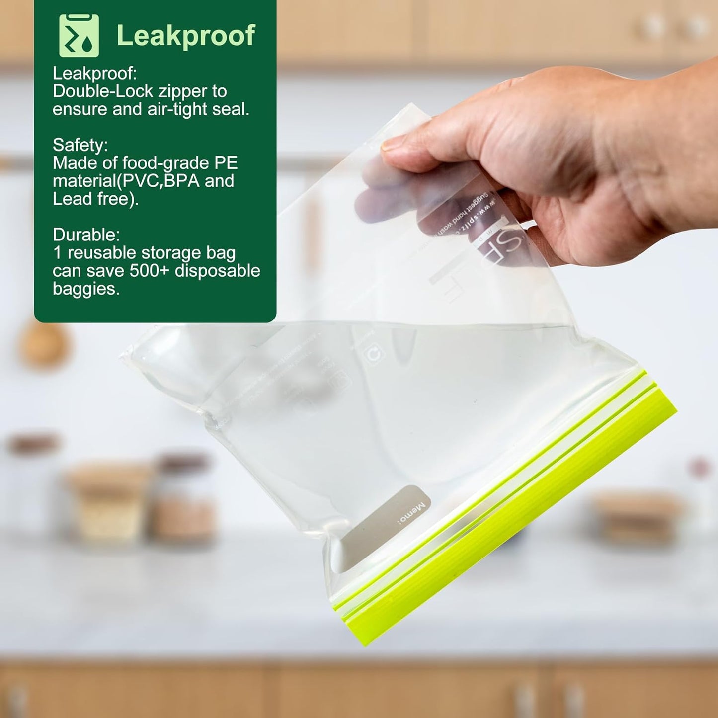 20 Pack Reusable Snack Bags Dishwasher Microwave Safe, BPA Free Extra Thick Leakproof Reusable Food Storage Bags Silicone and Plastic Free Snack Pouch for Women & Men