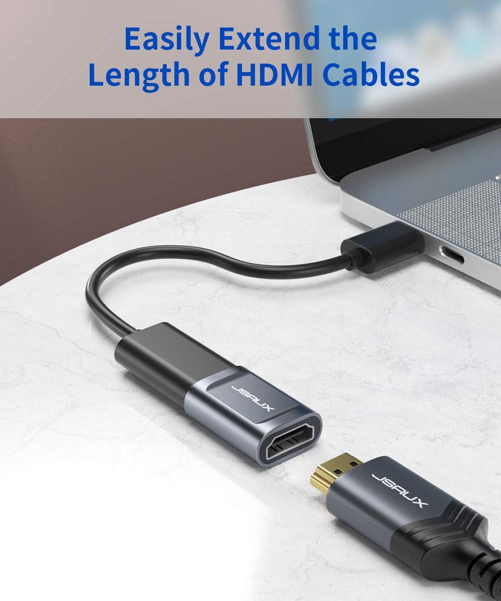 HDMI Coupler Female to Female 2 Pack, 4K HDR HDMI Extension Connector Adapter Aluminum Alloy for HDTV, Roku Stick, Computer, PC, Monitor, Laptop, Projector, DVD Player, PS 4/3(Grey)
