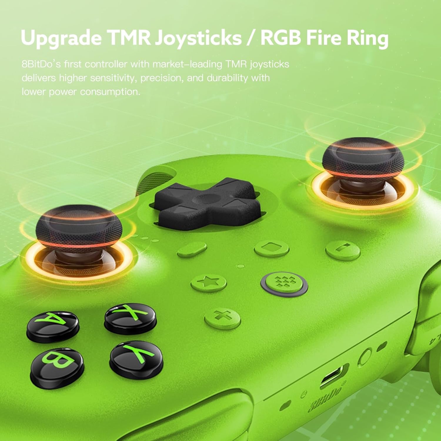 Ultimate 2 Wireless 2.4G Controller for Windows Android, TMR Joystick, Adjustable Trigger Locks, Star-Ring RGB Lights, Gamepad with Charging Dock (Green)