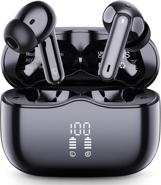 Wireless Earbuds, 2025 Bluetooth 5.4 Headphones in Ear with 4 ENC Noise Cancelling Mic, New Wireless Earphones Hifi Stereo Deep Bass 40H Playtime, LED, In-Ear Bluetooth Ear Buds IP7 Waterproof, USB-C