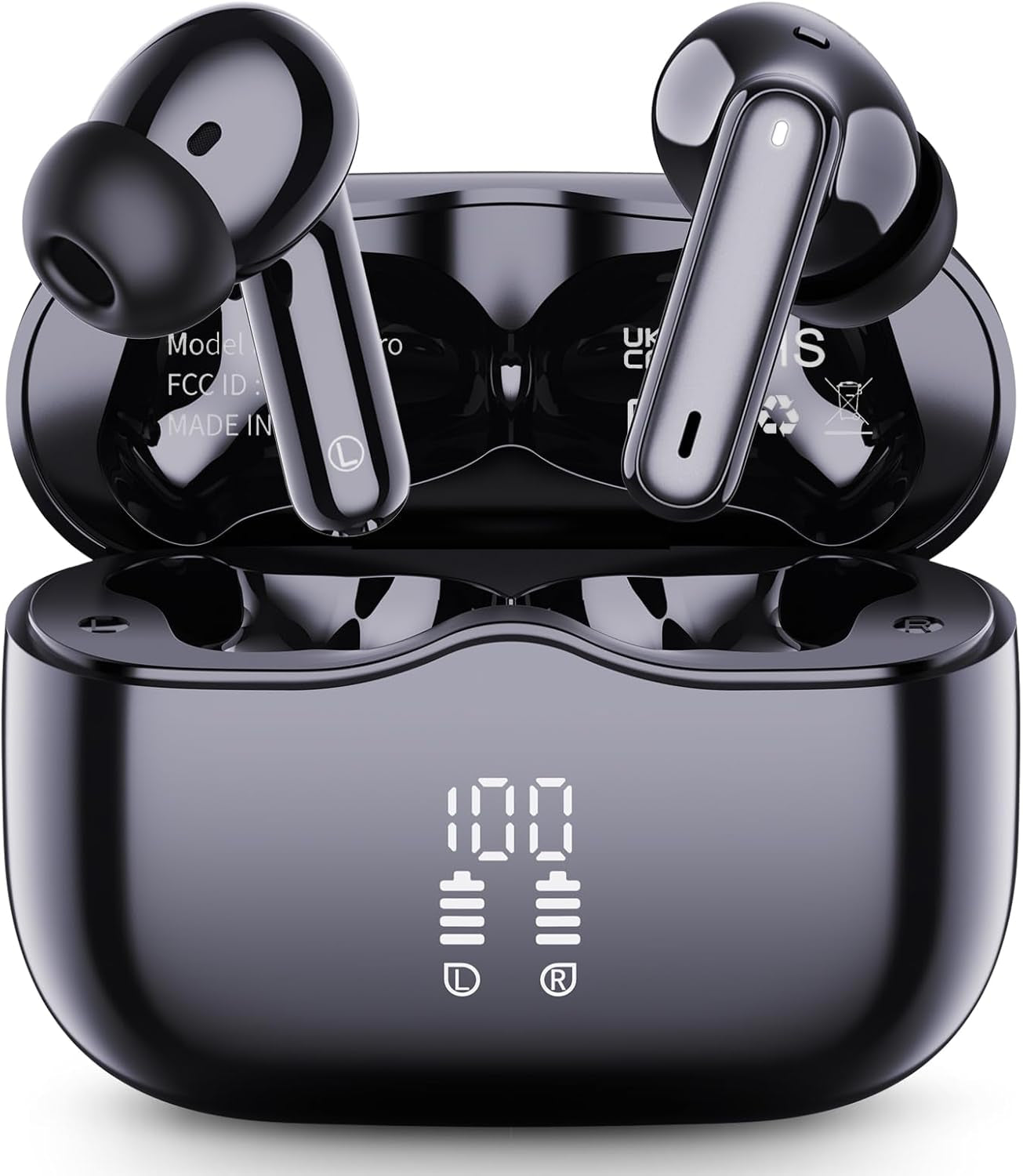 Wireless Earbuds, Bluetooth 5.4 Headphones in Ear with 4 ENC Noise Cancelling Mic, New Wireless Earphones Hifi Stereo Deep Bass 40H Playtime, In-Ear Bluetooth Earbuds LED Display IP7 Waterproof, USB-C