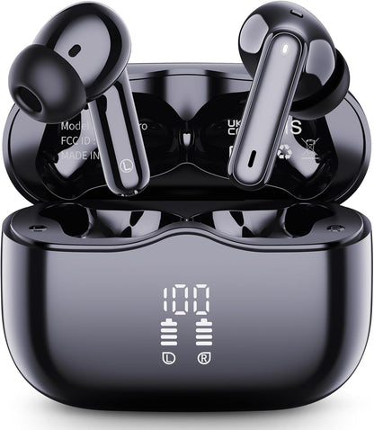 Wireless Earbuds, Bluetooth 5.4 Headphones in Ear with 4 ENC Noise Cancelling Mic, New Wireless Earphones Hifi Stereo Deep Bass 40H Playtime, In-Ear Bluetooth Earbuds LED Display IP7 Waterproof, USB-C