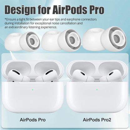 【6 Pairs】 Replacement Ear Tips for Airpods Pro 2Nd/1St Gen, Silicone Ear Tips with Noise Isolation, Dust Guard Mesh & Storage Case (S/M/L)