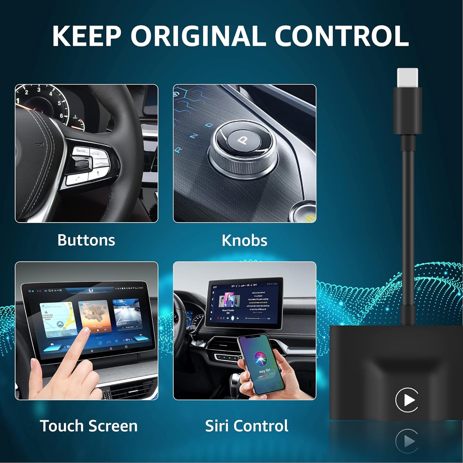 Wireless Carplay Adapter, 2023 Upgrade, Widely Compatible, Fast Auto Connect, Compact Design, Lifetime Tech Support, for Iphone Ios 10+ & Oem-Wired Cars