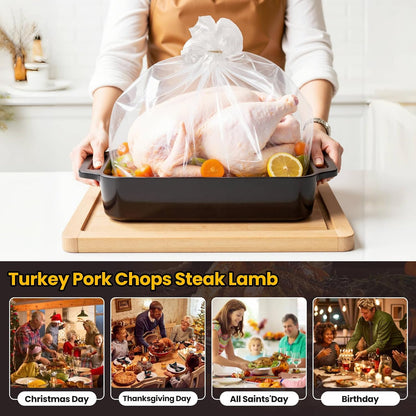 Turkey Brine Bags, Set of 2 Extra Large Brine Bag Holds up 25Lb, 19"×23" Double Zipper Seal Thickened Turkey Bags, with Cotton Rope and Spice Yarn Cloth Bag