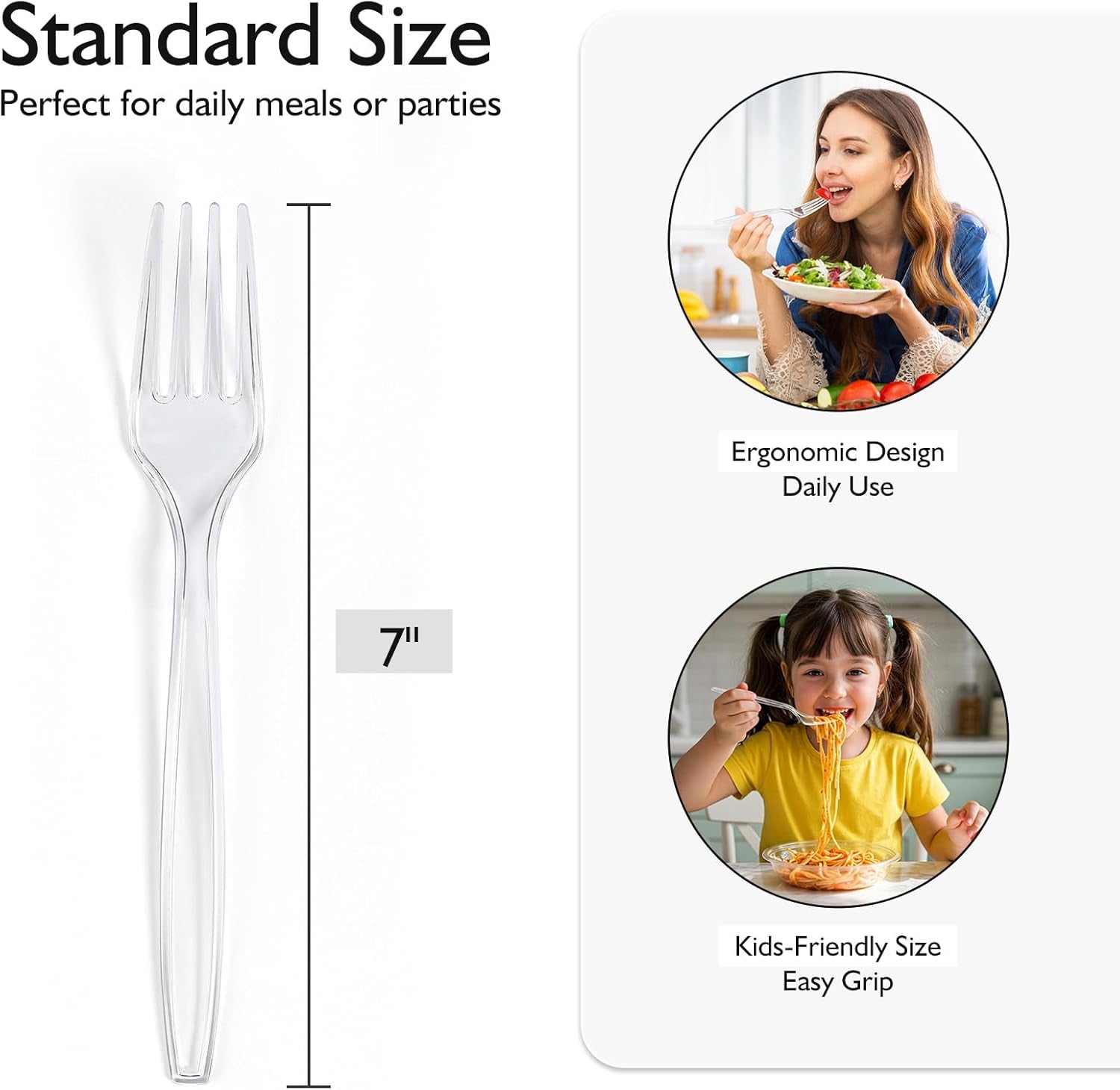 [100 Count] Clear Plastic Forks Heavy Duty, Premium Disposable Forks, Durable Plastic Cutlery for Parties, Picnics, Big Event, Daily Use - Heat Resistant & BPA Free