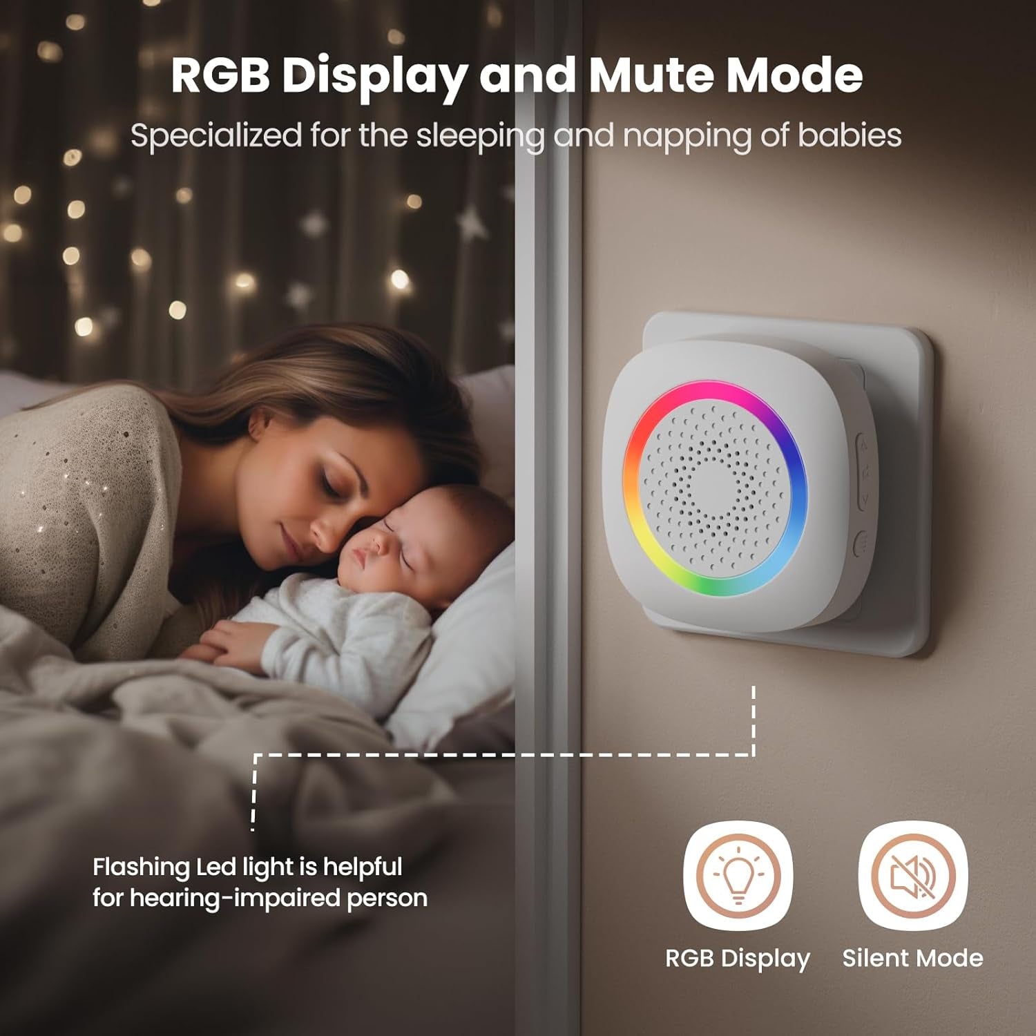 Wireless Motion Sensor Door Chime, Fast Detection PIR Entry Alert(10S Interval Alarm) with 61 Chimes, 5 Volume Levels, RGB Light Indicator, Easy Install for Business, Home, Store, Elderly, Visitors
