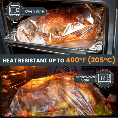 Turkey Oven Bags for Perfect Roasting - 21.7’’ X 23.6’’, 10 Counts, Large Size Turkey Cooking Bags for Oven, Locks in Juices for Flavorful Turkey - Microwave Safe, Thanksgiving, Christmas Essentials