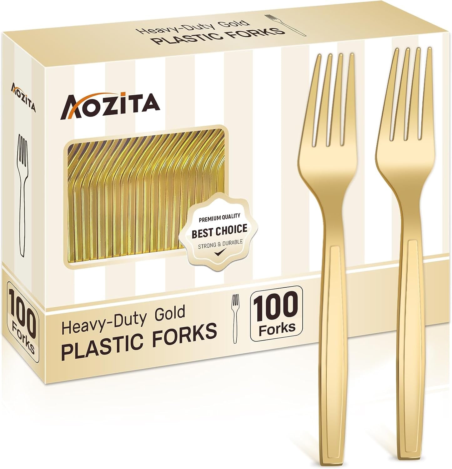 100 Pcs Gold Plastic Forks, Disposable Plastic Forks, Plastic Utensils for Parties, Weddings, Picnics, Big Event, Daily Use - BPA FREE