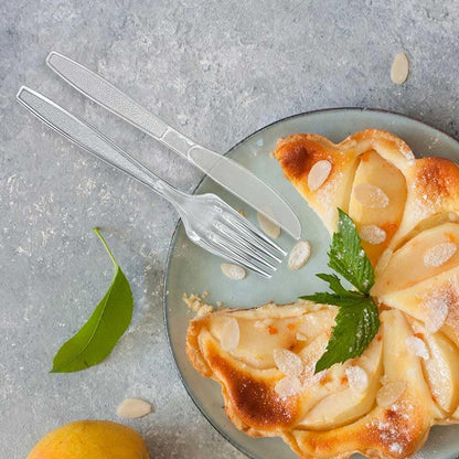 Plastic Silverware Set, 30-Piece Disposable Plastic Utensils for Parties, Clear Cutlery, Plasticware Forks, Spoons, Knives