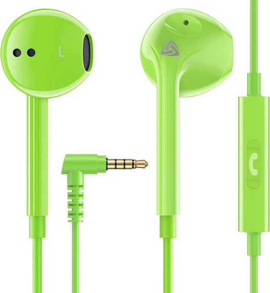 Zenith Wired Earbuds In-Ear Headphones, 2 Years Warranty, Earphones with Microphone, Corded for 3.5Mm Jack Ear Buds for Iphone, Samsung, Computer, Laptop, Kids, School Students, Woman - Green
