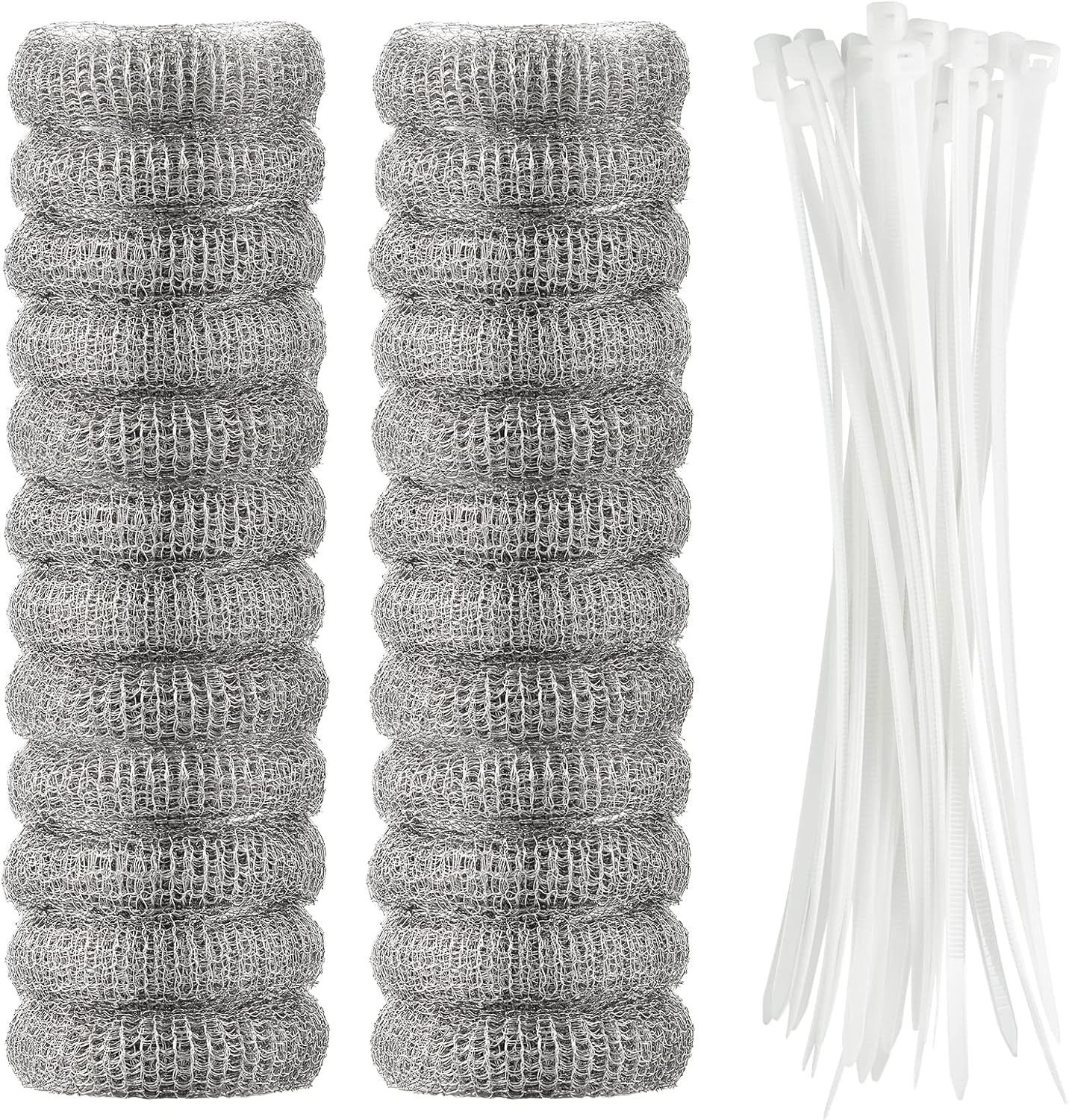 24 Pieces Lint Traps Washing Machine Stainless Steel Lint Snare Traps Laundry Mesh Washer Hose Filter with 24 Pcs Cable Ties