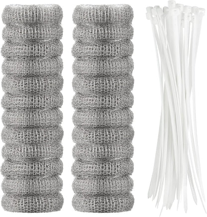 24 Pieces Lint Traps Washing Machine Stainless Steel Lint Snare Traps Laundry Mesh Washer Hose Filter with 24 Pcs Cable Ties