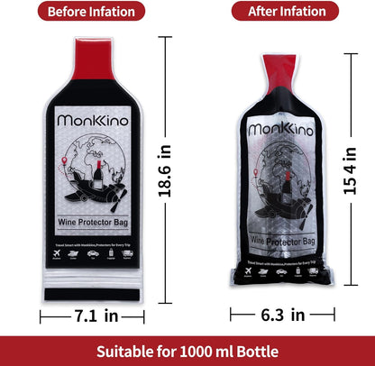 Wine Bags for Travel, 3 PACK Leakproof Wine Bottle Bags, (All-Around Protection) Reusable Wine Bottle Travel Protector Bags, Leak-Proof Wine Sleeves for Suitcase, Airplane, Durable Bubble Wrap