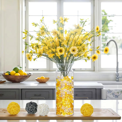 Yellow and Orange Fake Ice, 150PCS Acrylic Fake Diamonds, Crushed Ices Plastic Gems Vases Fillers for Aquarium Tank Rocks Table Scatter Wedding Party Home Decor