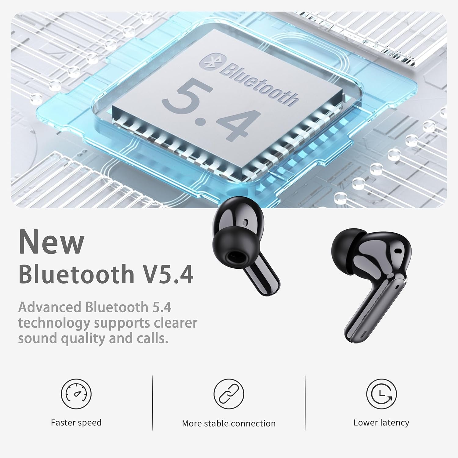 Wireless Earbuds, Bluetooth 5.4 Headphones in Ear with 4 ENC Noise Cancelling Mic, New Wireless Earphones Hifi Stereo Deep Bass 40H Playtime, In-Ear Bluetooth Earbuds LED Display IP7 Waterproof, USB-C