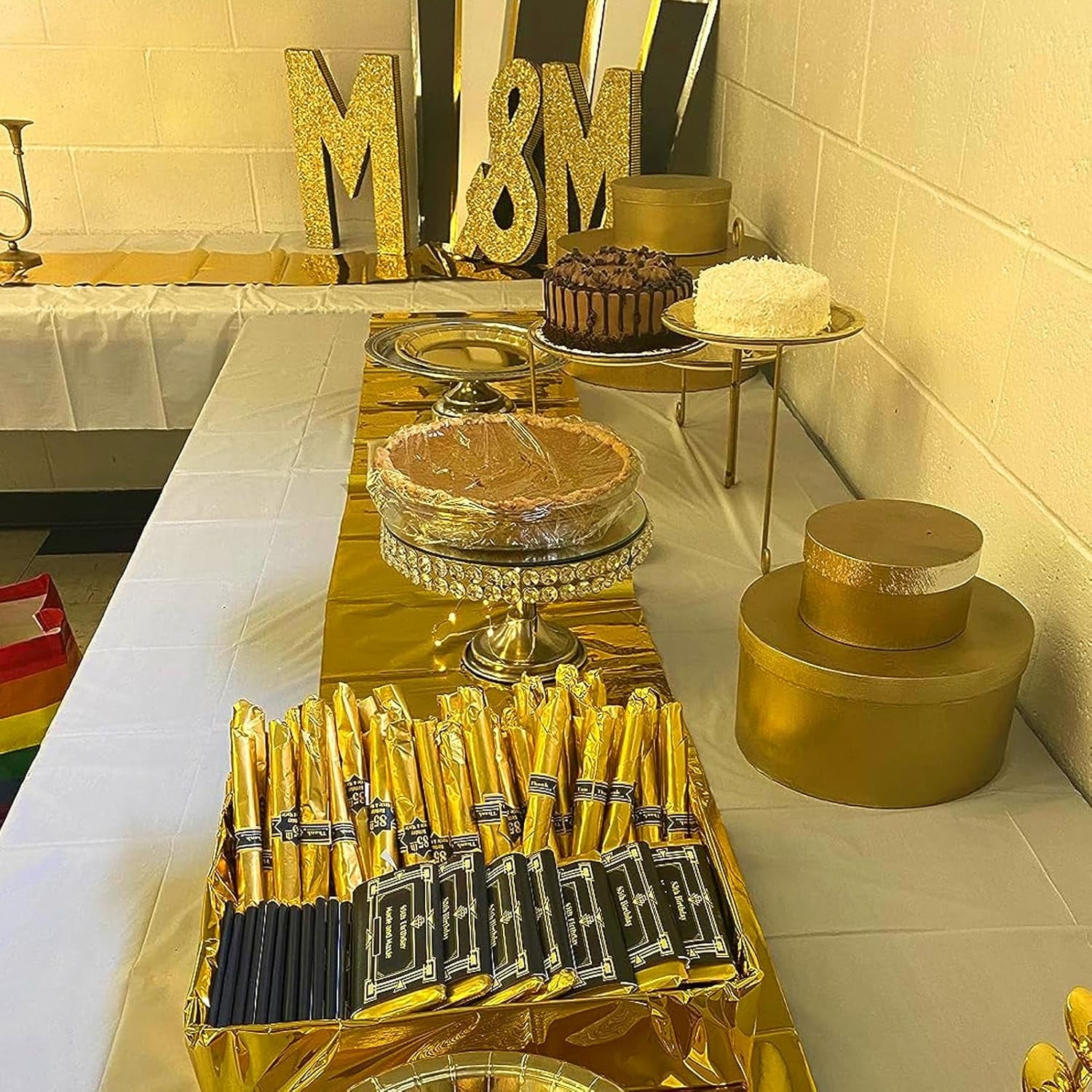 Large Dubai Chocolate Bar Pistachio Wrappers Packaging with Stickers, 100Pcs 10 Inch Chocolate Bar Gold Aluminum Foil Wrapper