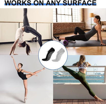 Yoga Socks for Women Non-Slip Grips & Straps, Ideal for Pilates, Ballet, Dance, Barefoot Workout