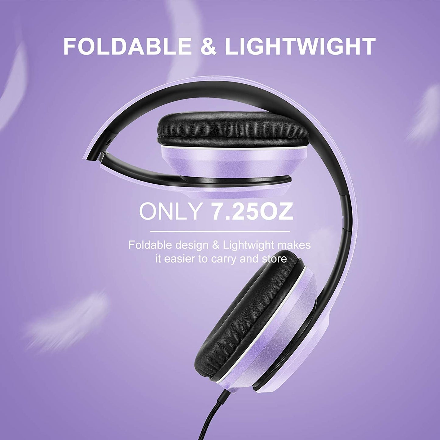 X8 Over-Ear Wired Headphones with Microphone with 1.45M-Tangle-Free Nylon Line&3.5Mm Plug,Lightweight Foldable & Portable Headphones for Smartphone,Tablet,Computer,Mp3/4(Dark Purple)