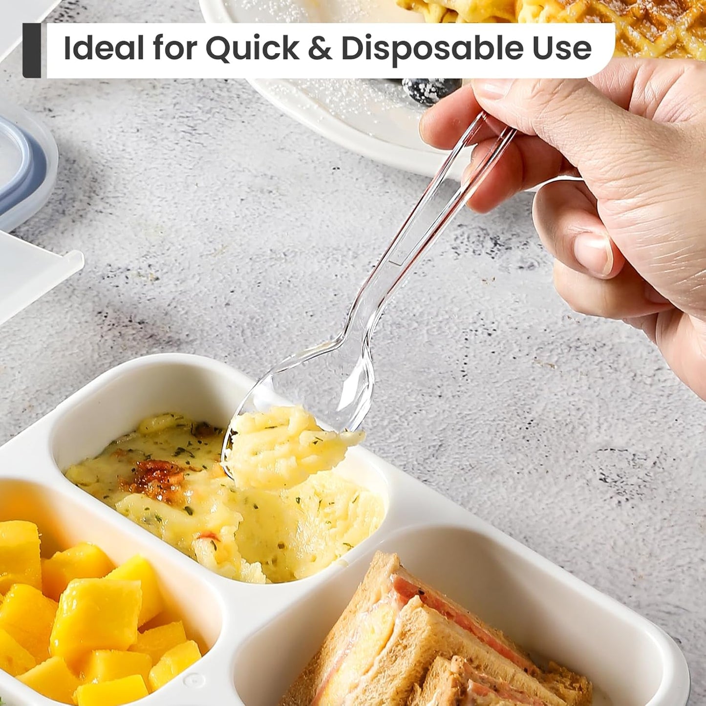 [300 Count] Plastic Silverware, Heavy Duty Plastic Forks Spoons Disposable Utensils Cutlery Set for Wedding Party Supplies Everyday Use - Clear